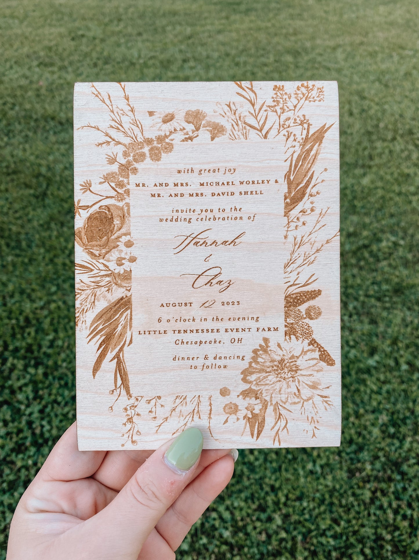 Wooden Engraved Wedding Invitation Keepsake