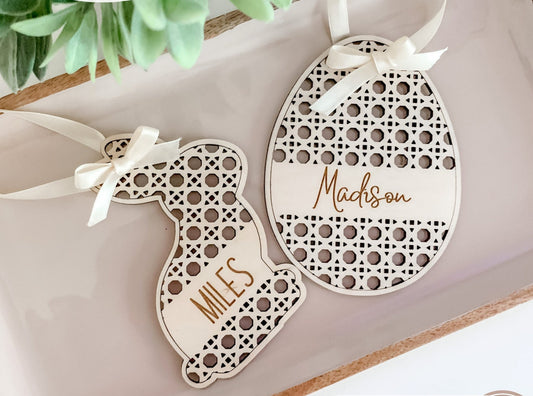 Rattan Wooden Easter Tags
