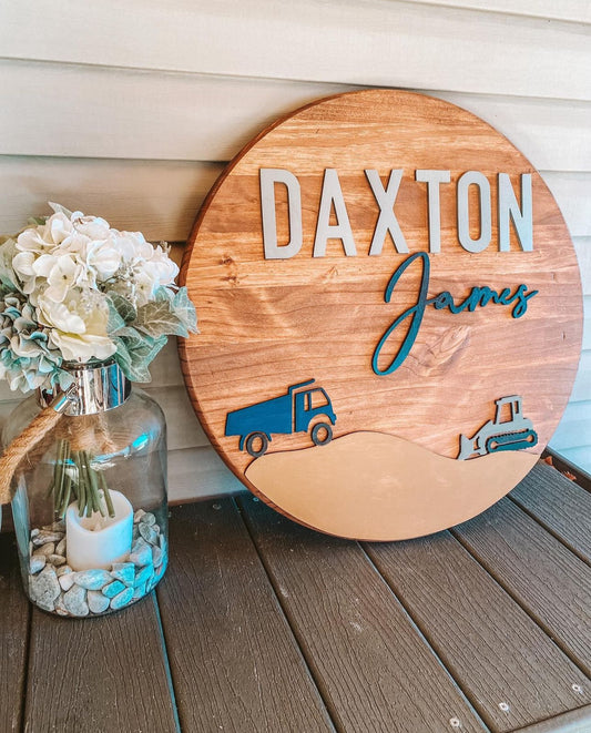 Construction Nursery Name Sign