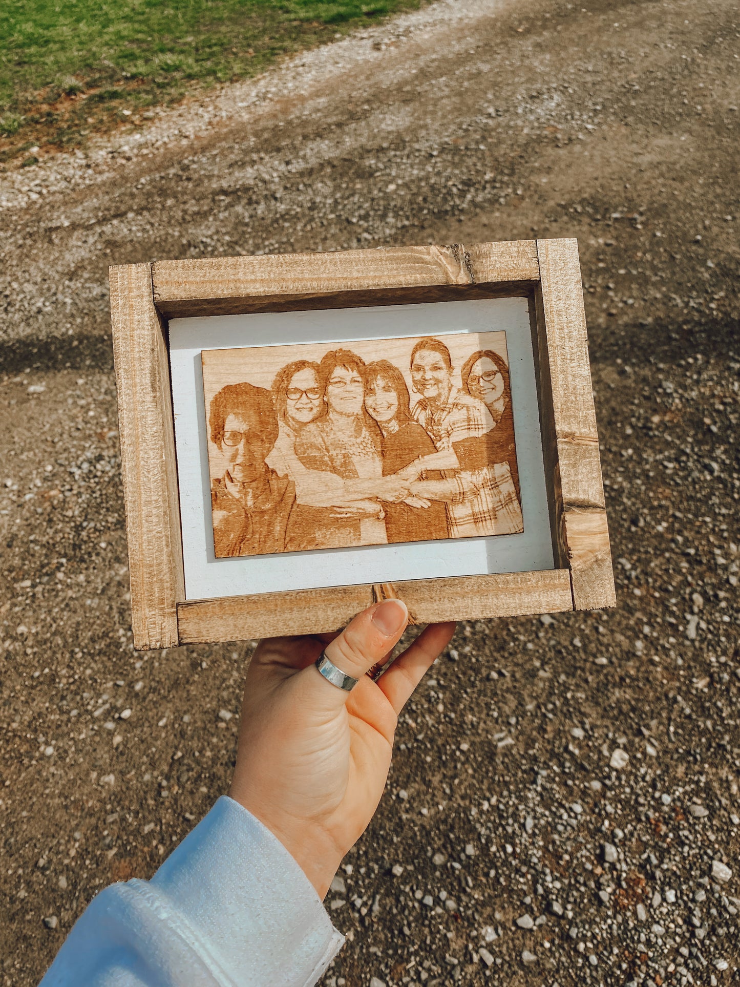 Wooden engraved Photo sign